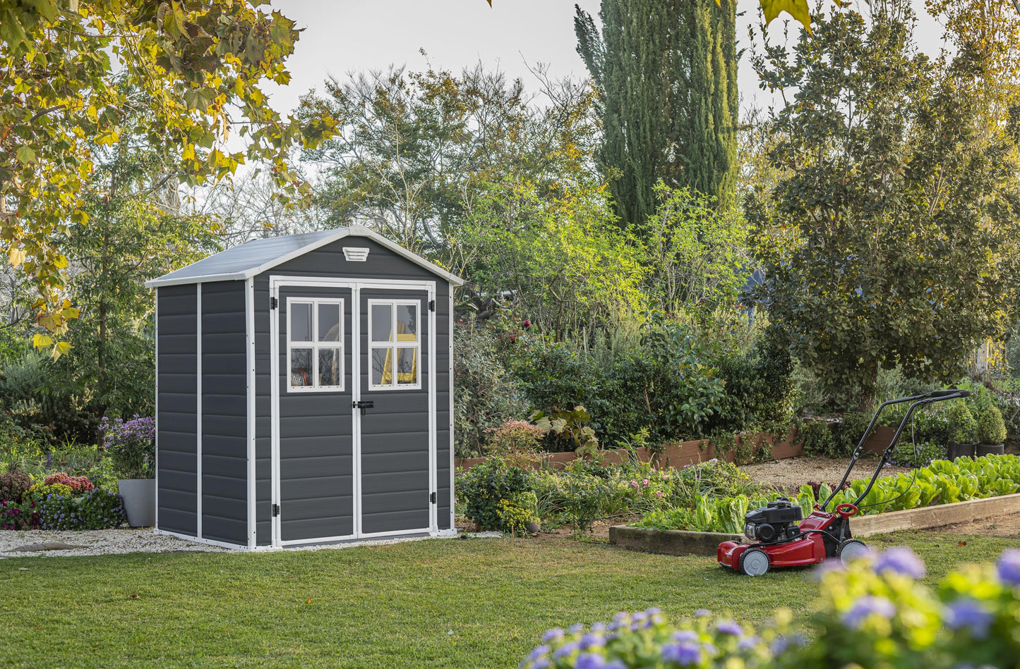 KETER 12-938205 Chalet and Garden Shed Premium Resin 65Dd Ant, Anthracite, 185 x 152 x 226 cm