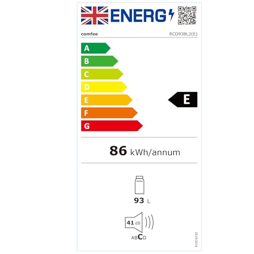 COMFEE' RCD93BL2(E) Under Counter Fridge, 93L Small Fridge with Cooler Box