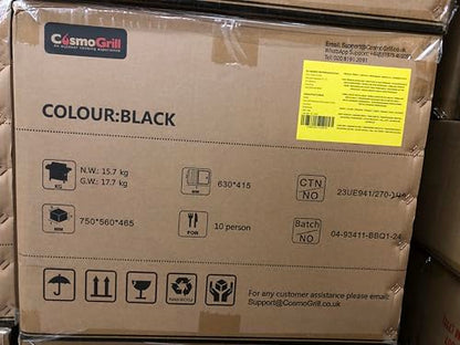 CosmoGrill Pro Deluxe 5 Gas Burner 4+1 Barbecue Grill, Steel Warming Rack, Side-Burner