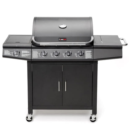 CosmoGrill Pro Deluxe 5 Gas Burner 4+1 Barbecue Grill, Steel Warming Rack, Side-Burner