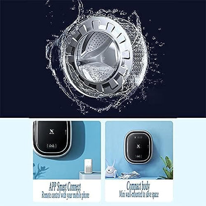 UPIKIT Wall-Mounted Mini Drum Washing Machine, 3kg Capacity, Front Load, Full-Automatic, White, High Efficiency