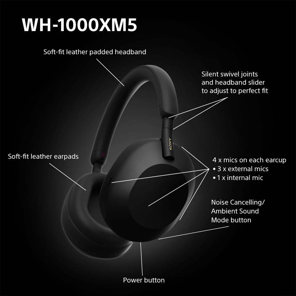 Sony WH-1000XM5 Premium Noise Cancelling Wireless Over-Ear Headphones