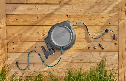 GARDENA 20502, Retractable Garden Hose Reel 75' x 1/2" Hose, Wall Mounted