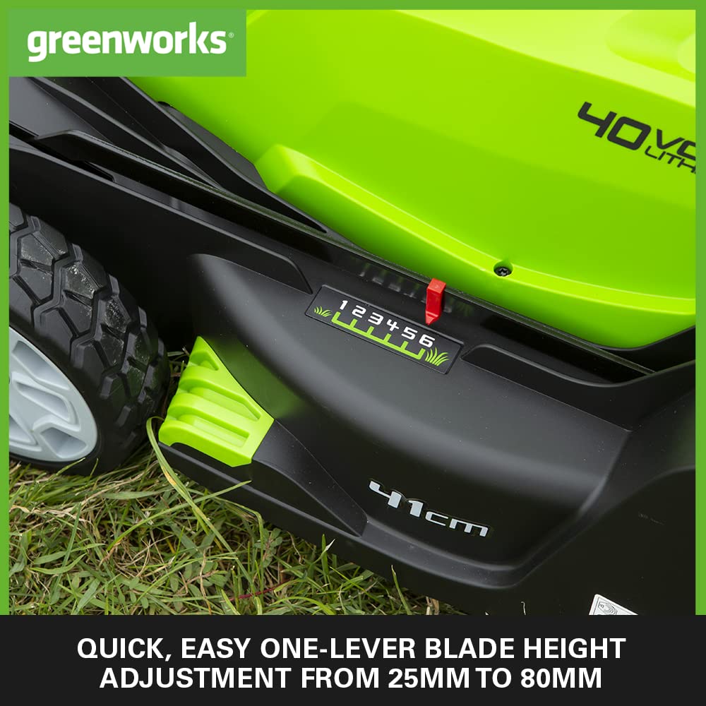 Greenworks 40V Cordless Lawnmower for Lawns up to 500m², 41cm Cutting Width, 50L Bag