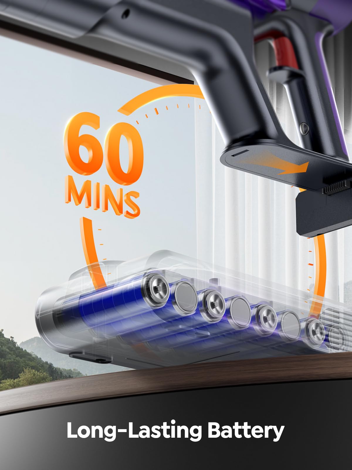 SMOTURE Cordless Vacuum Cleaner, 550W 45KPA Stick Vacuum with Touch Screen, Up to 60 Mins Runtime
