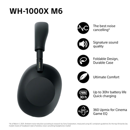 Sony WH-1000XM6 Flagship Noise Cancelling Over-Ear Wireless Bluetooth Headphones