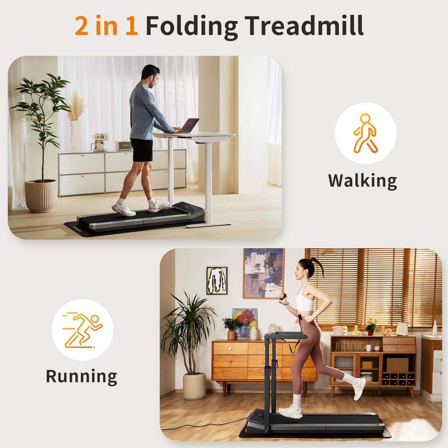WalkingPad Z3 Hybrid+ Folding Treadmill, Walking Pad with Handle 1-10 Km/h