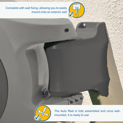 HOZELOCK - Auto Reel Wall-mounted 40m: Easy to Install, Child-lock, Auto-rewind