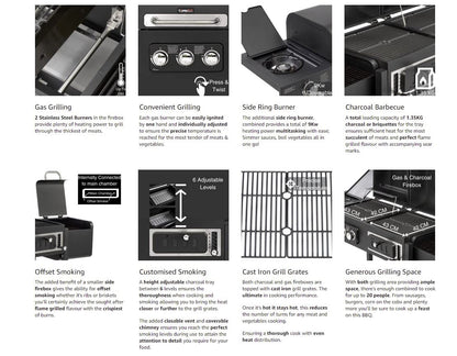 CosmoGrill Hybrid 4 Burner Barbecue with Waterproof Cover