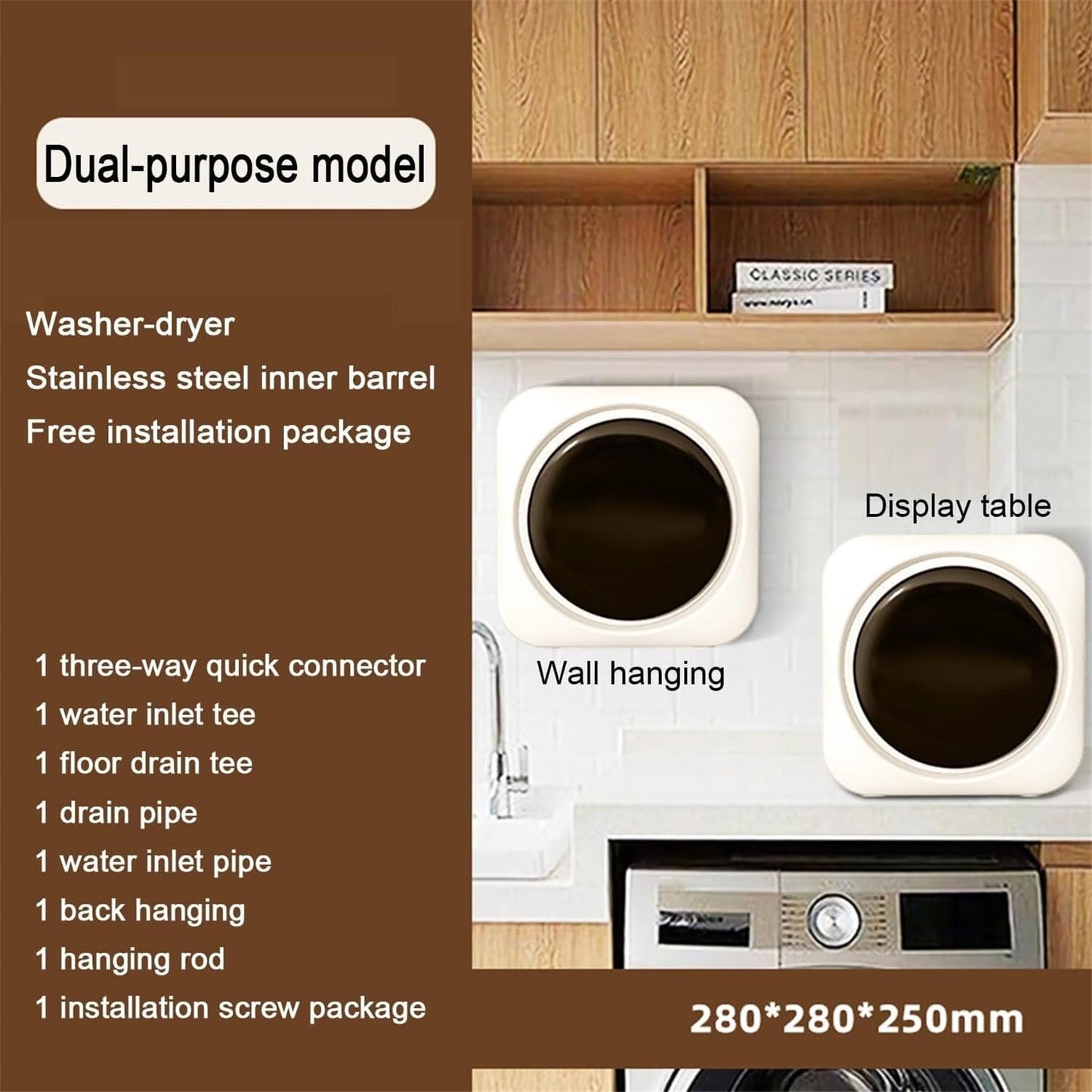 Wall Mounted Mini Automatic Washing Machine, Full-Automatic Washing Machine and Spin Dryer