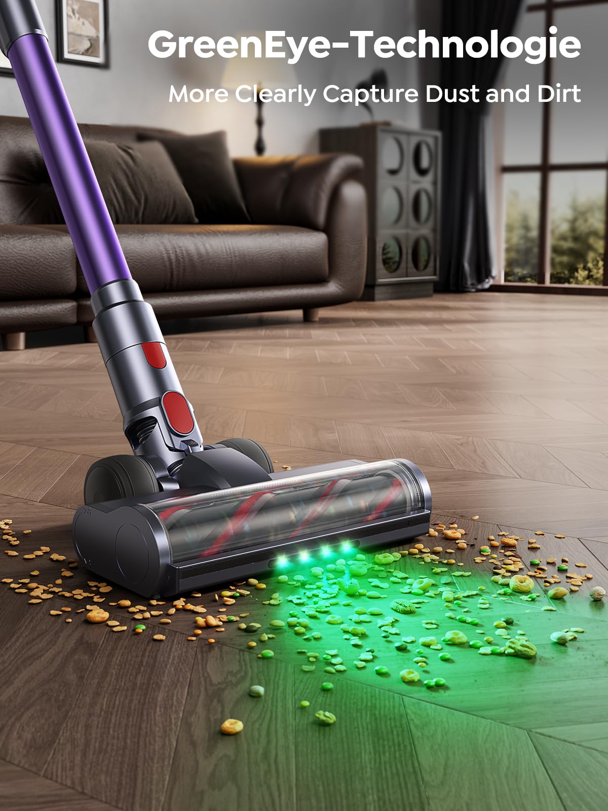 SMOTURE Cordless Vacuum Cleaner, 550W 45KPA Stick Vacuum with Touch Screen, Up to 60 Mins Runtime