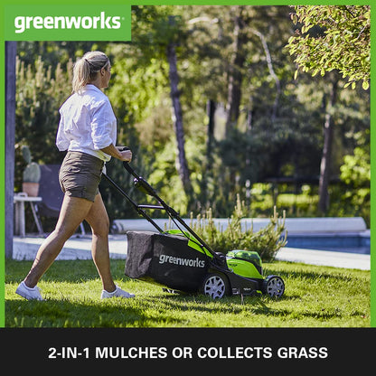 Greenworks 40V Cordless Lawnmower for Lawns up to 500m², 41cm Cutting Width, 50L Bag