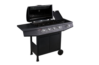 CosmoGrill Original 5 Gas Burner 4+1 Garden Grill, Steel Warming Rack, Side-Burner