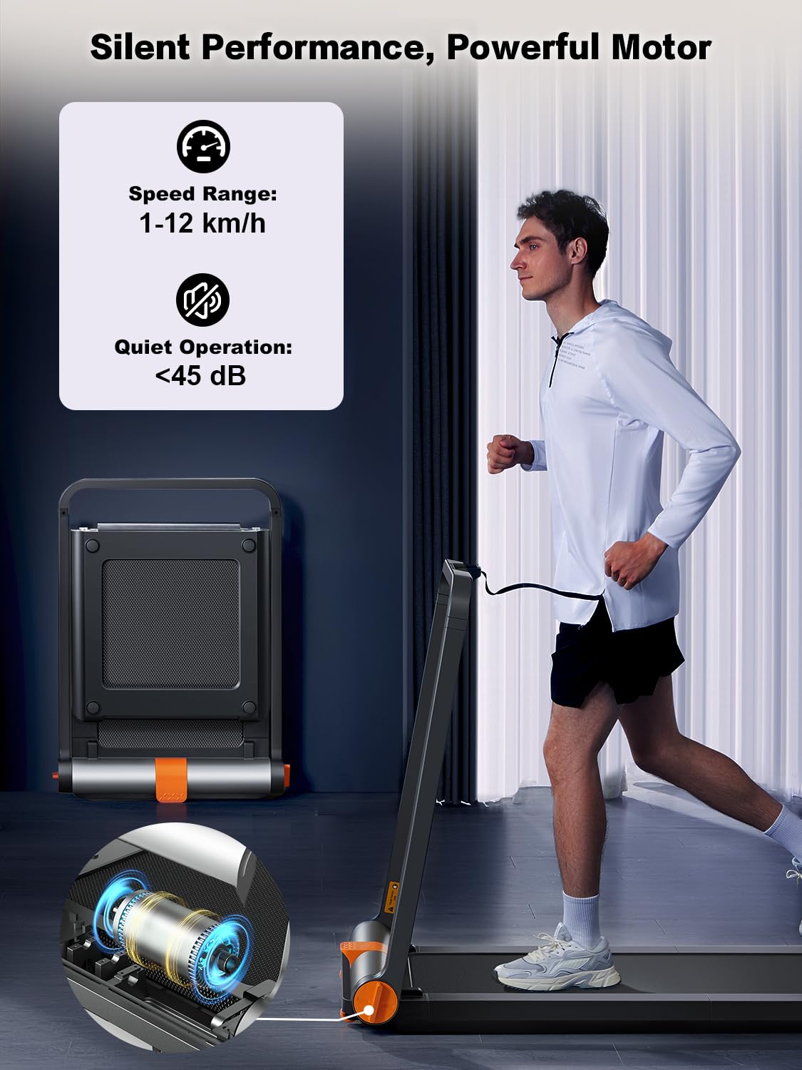 WalkingPad MC11 Treadmills for Home Foldable with 120×44cm Large Running Area