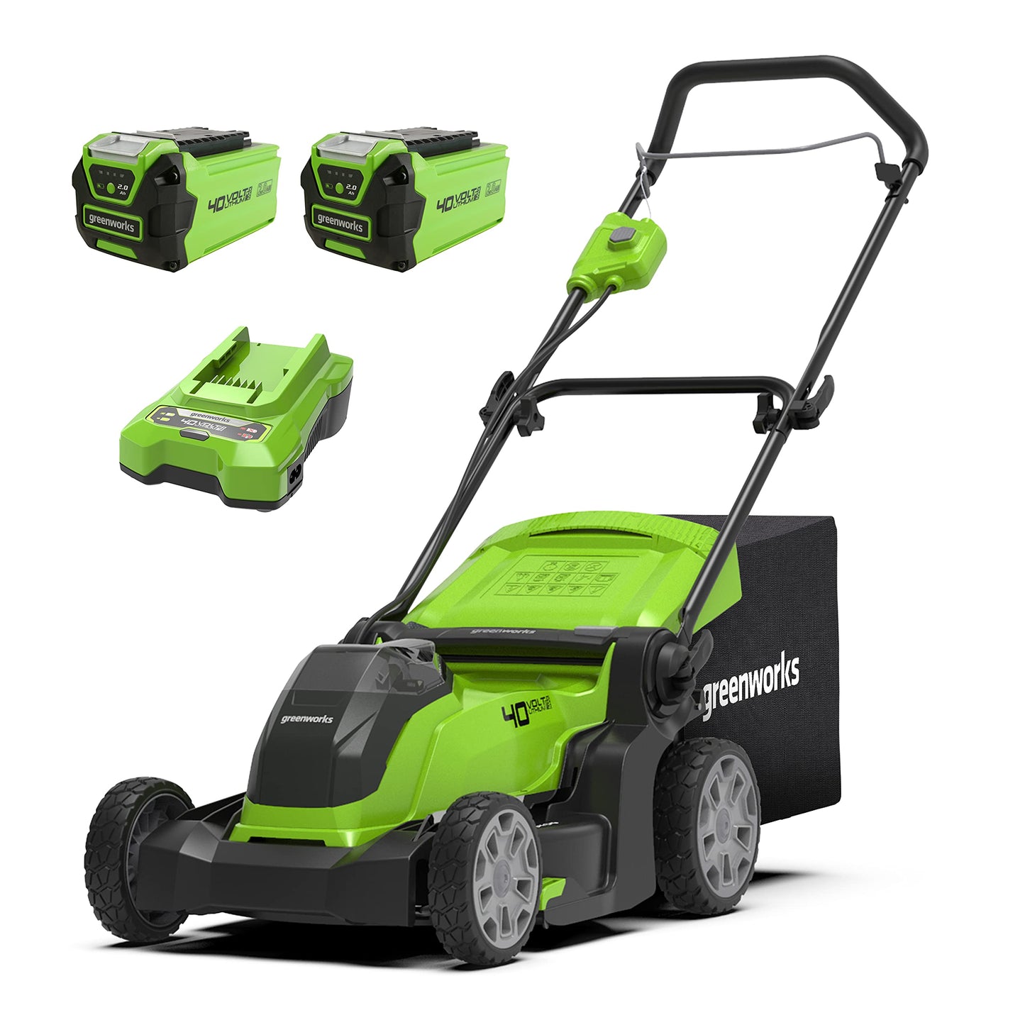 Greenworks 40V Cordless Lawnmower for Lawns up to 500m², 41cm Cutting Width, 50L Bag