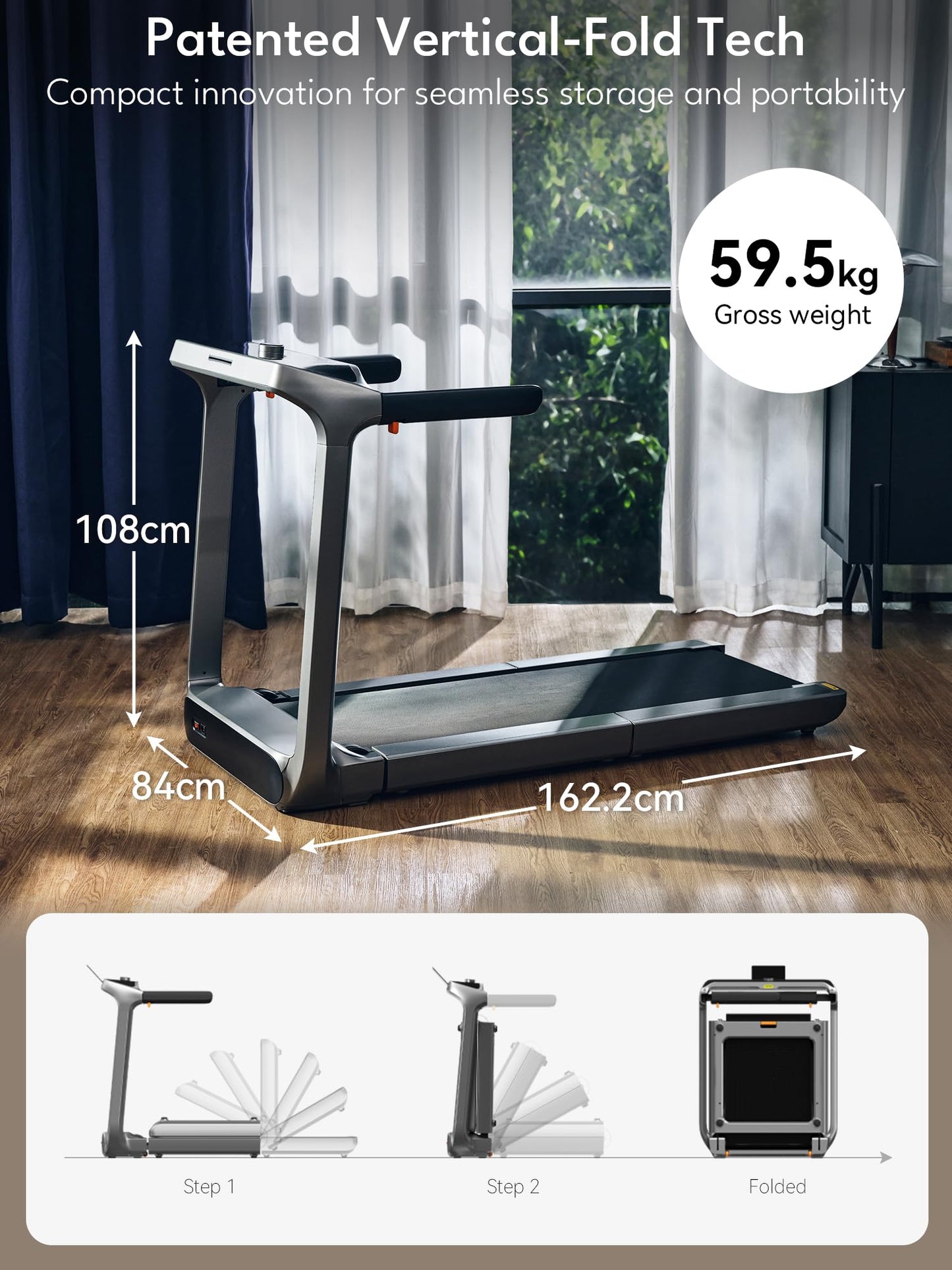 WalkingPad X218 Treadmill, Folding Walking Pad 18 Km/h Speed Support 136 KG