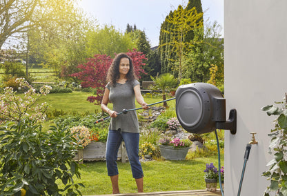 GARDENA 20502, Retractable Garden Hose Reel 75' x 1/2" Hose, Wall Mounted