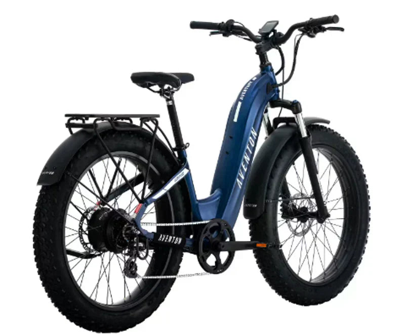 Aventon Aventure.2 Step-Through Fat Tire E-bike in Cobalt Blue